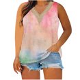 thumbnail image 2 of Women's Tees And Tanks Plus Size Tunic for Women-Neck Blouse Lace Casual Loose Summer Sleeveless Tank Pink Xxxxl, 2 of 5