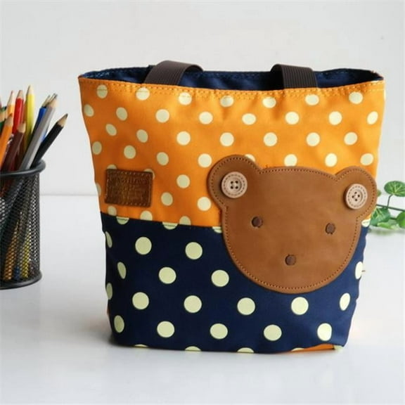 KB-BXY8022-ORANGE 9.4 x 2.7 x 7.8 in. Bear Orange - Blancho Applique Kids Fabric Art Mini Shopper Bag & Tote Bag  Orange