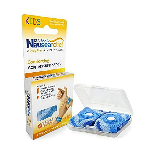 Sea-Band Anti-Nausea Acupressure Wristband for Motion Sickness, Assorted Colors, Child, 1 Pair (Colors may vary)