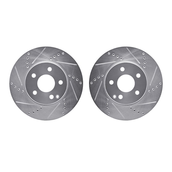 Dynamic Friction Company Front Brake Rotors-Drilled and Slotted-Silver 7002-63055