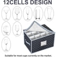 thumbnail image 3 of 2 pack  Wine Glass Organizers with Dividers for 12 Stemmed Crystal Glassware Organizers or China Crystal Glassware Organizers (15" x 12" x 10") - Gray, 3 of 5