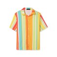 thumbnail image 5 of Unique Bargains Men's Summer Striped Shirt Short Sleeve Button Down Beach Shirts 2XL Orange Green Yellow, 5 of 6