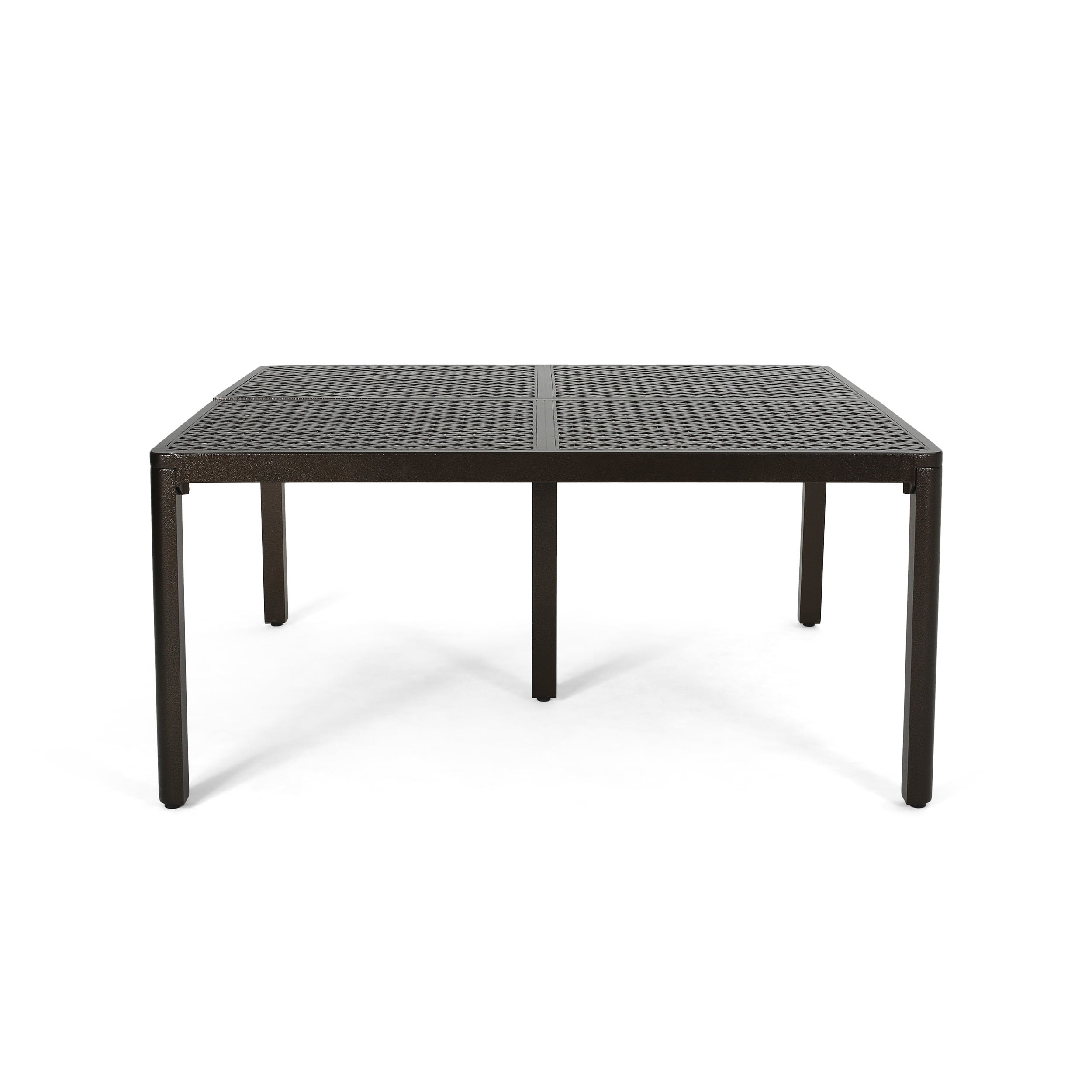 Burton Modern Aluminum Dining Table with Woven Accents, Gloss Black
