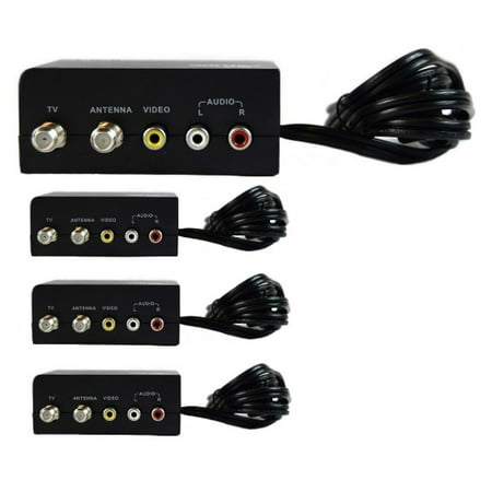 4 Pack Mini RF Modulator TV Switch Audio Video RCA Ant Input to F Type