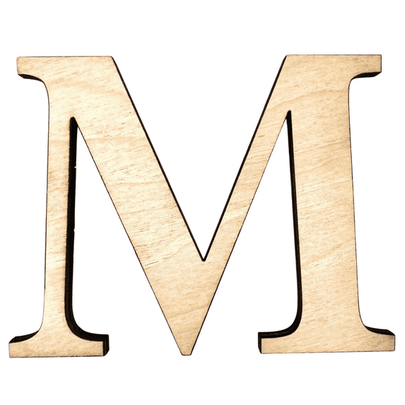18" Tall Birch Letter M | 1/4" Thick Birch Plywood| Krafty Supply Letters | Times | Wooden Letter