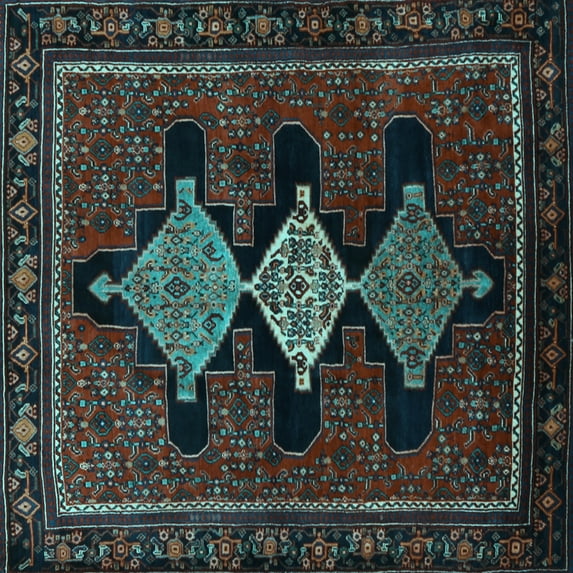 Ahgly Company Indoor Square Persian Light Blue Traditional Area Rugs, 4' Square