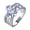 Blue, variant on Guodhu Fashion Crystal Flower Ring Elegant Zirconia Statement Rings Uniquely Stylish Creative Engagement Ring Jewelry for Women Silver Plated
