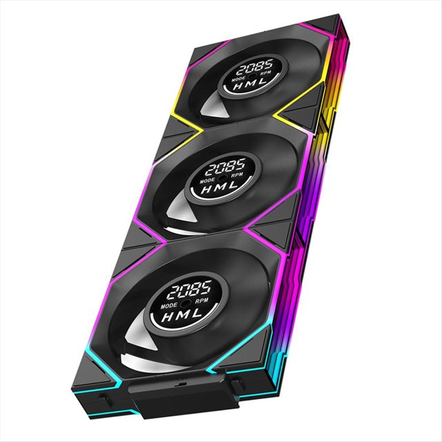 Ventilador de Caja de 3 Piezas de 120 mm con Pantalla Digital, Refrigeración por ARGB para CPU con Diseño de Espejo Infinito, 600-2100 RPM A
