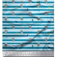 thumbnail image 1 of Soimoi Blue polyester Crepe Fabric Coffee Cup & Stripe Decor Fabric Printed Yard 52 Inch Wide, 1 of 5