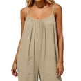 thumbnail image 3 of Women's Casual Sleeveless Wide Leg Jumpsuit with Pockets Loose Fit Summer Romper, 3 of 5