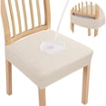 thumbnail image 1 of Waterproof Seat Covers for Dining Room Chairs Set of 4, Stretch Jacquard Removable Washable Chair Seat Slipcovers Protector, No Rear Covers, beige（Only chair covers）, 1 of 5