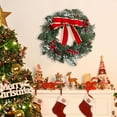 thumbnail image 2 of WMGHA Christmas Wreath with Red Bow and Pinecones, Artificial Holiday Front Door Decoration with Berries and Ornaments, PVC Greenery Winter Garland for Indoor Outdoor Use, 2 of 5