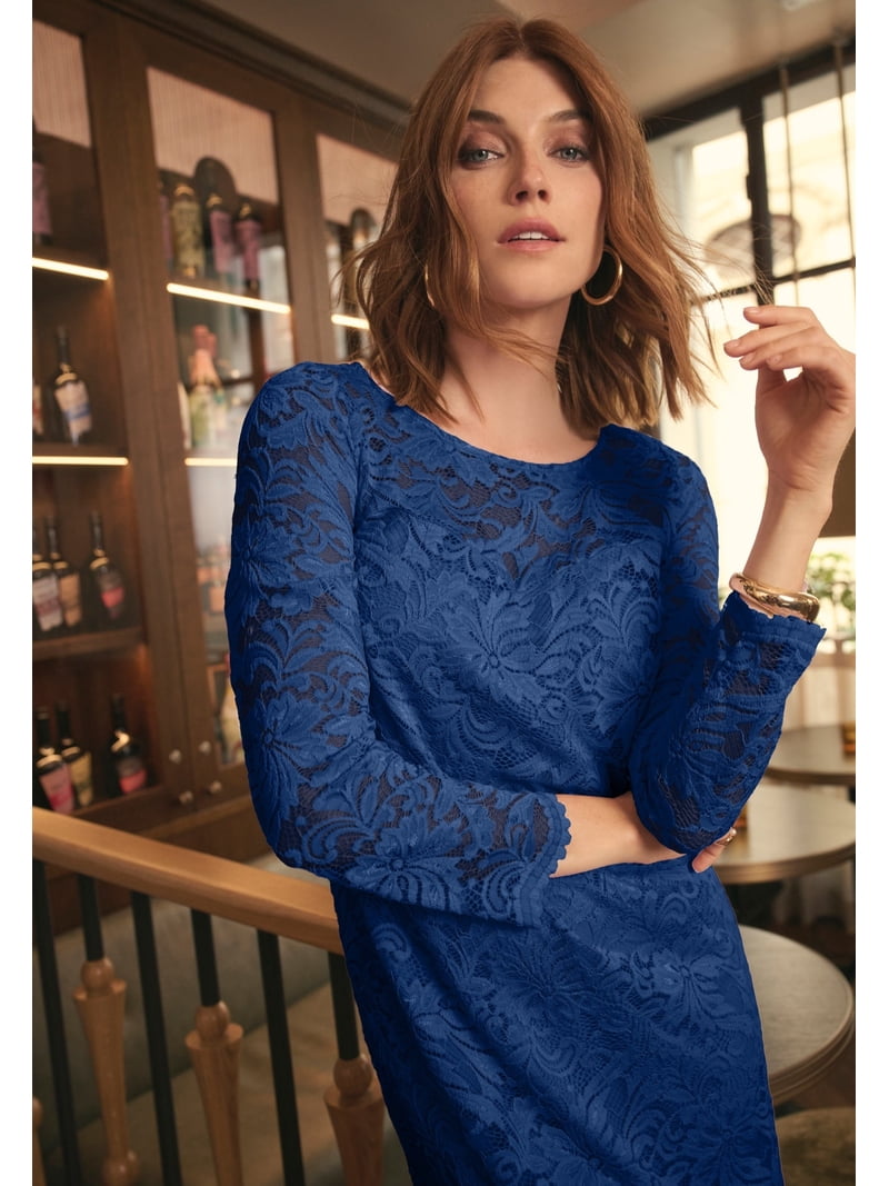 Jessica London Stretch Lace Shift Dress - 32, Evening Blue