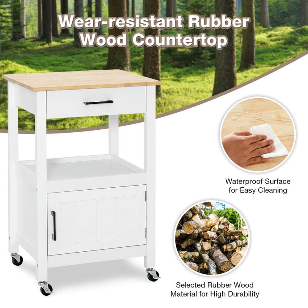 Finihen Rolling Cart, Kitchen Island Cart, Kitchen Island with Storage Drawer and 3 Hooks, for Kitchen, Dining Room, White Finihen Rolling Cart, Kitchen Island Cart, Kitchen Island with Storage Drawer and 3 Hooks, for Kitchen, Dining Room, White