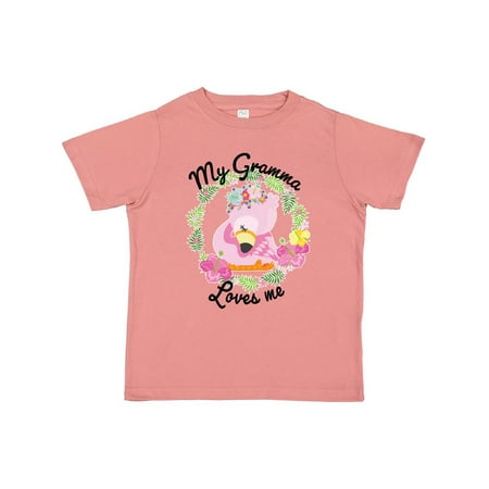 

Inktastic Baby Flamingo My Gramma Loves Me with Flower Wreath Gift Toddler Boy or Toddler Girl T-Shirt