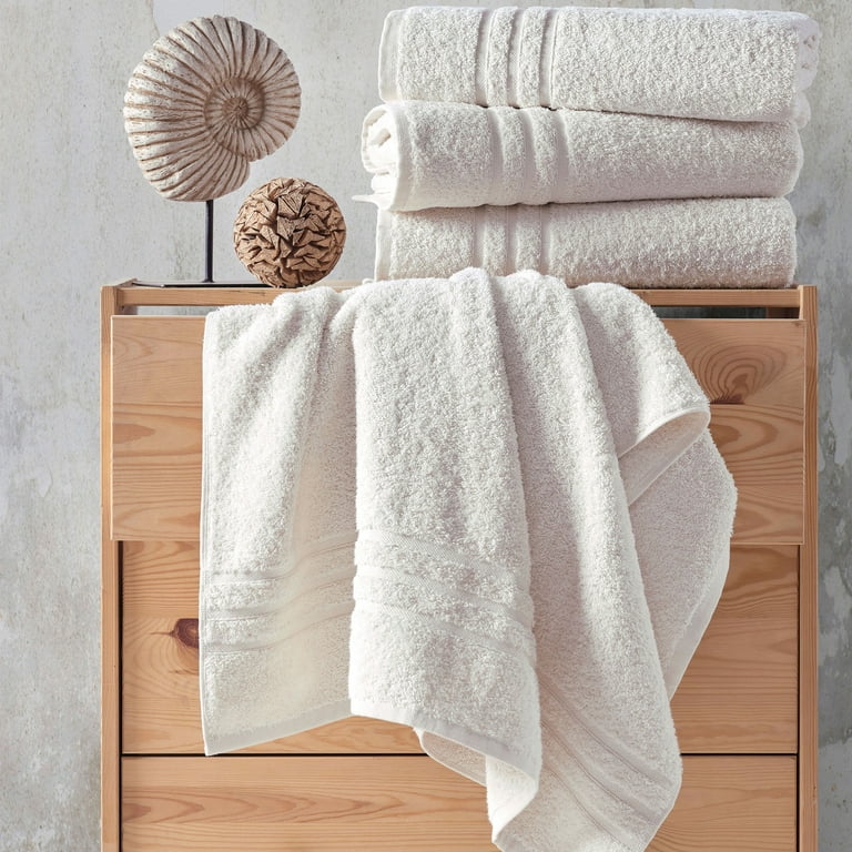 Hawmam Linen Sea Salt Bath Towel Set 100 Turkish Cotton Quick Dry Plush Soft Absorbent Towel Set 4 Pack 600 GSM Large Low Lint Luxury