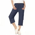 thumbnail image 2 of SAWOBUUN Kids Boys Girls Cargo Capri Pants School Uniform Elastic Waist Casual Straight Leg Cropped Trousers with Side Pockets, 2 of 7