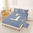 thumbnail image 2 of Erosebridal Kids Cartoon Monogrammed L Bed Sheets, Navy Stripes Ombre King Sheets, 4 Pieces, 2 of 5