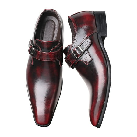 HaiMao Men s Business Shoes Clearance Casual Dress Oxfords formal Lace-Up Shoes for office  Parties  and Daily Wear Red 6.5(38)
