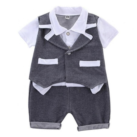

GYRATEDREAM Baby & Toddler Boys Gentleman Suit 3pcs Shorts Sets Shirts & Vest & Shorts 6M-6T