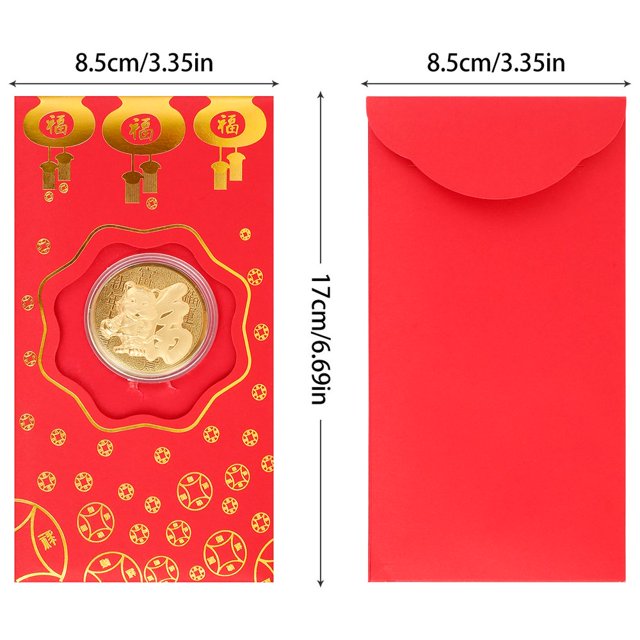 10Pcs Enveloppes Rouges Chinoises Enveloppes d'Argent Chanceux 2022 Nouvel An Chinois Enveloppe de Tigre Feuille d'Or