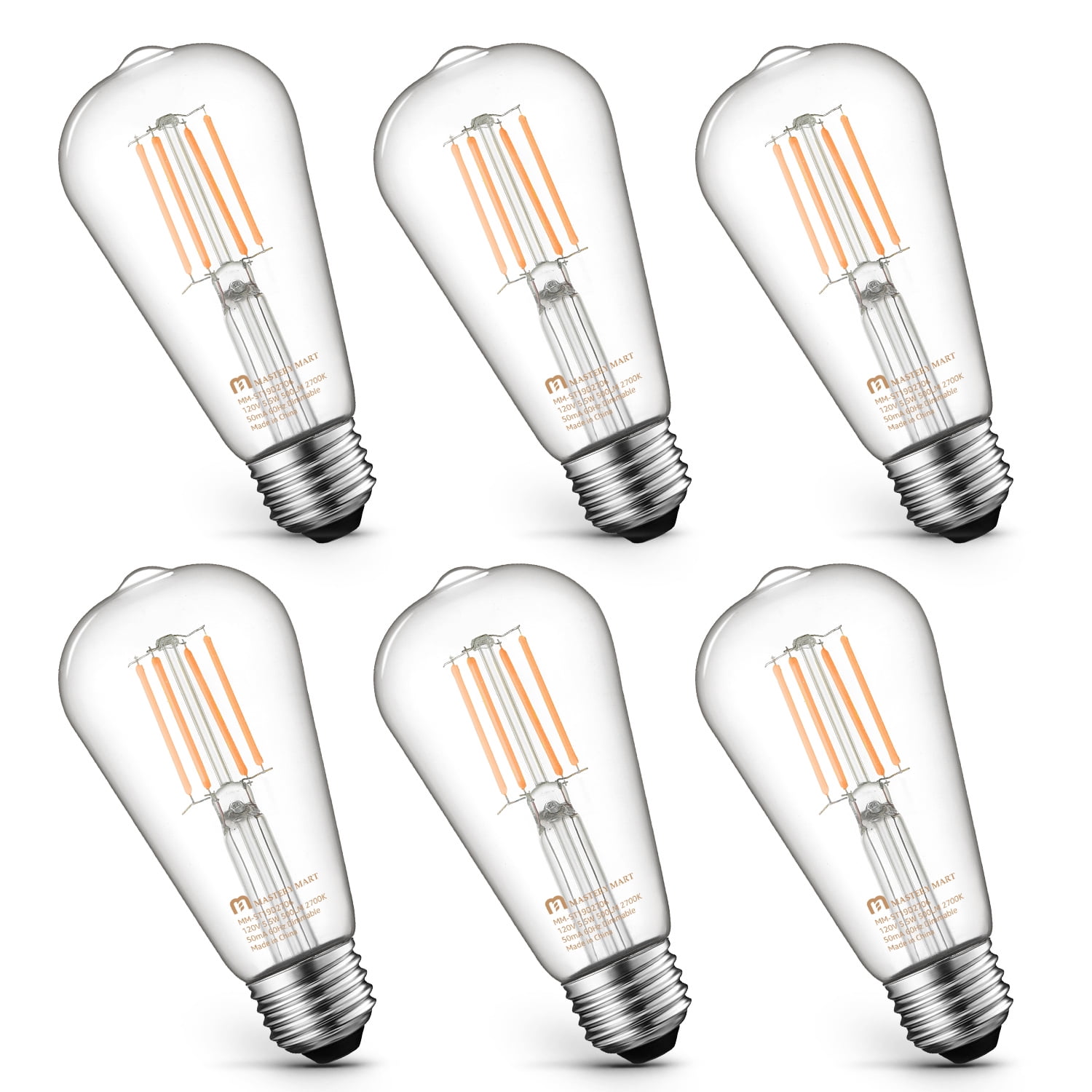 Mastery Mart LED Edison Bulbs ST19/ ST58 Dimmable E26 60 Watt ...