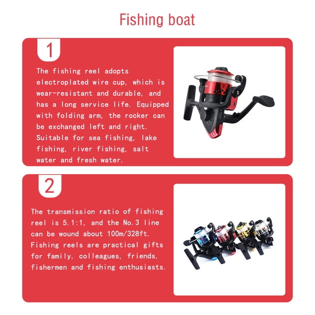 VONKY Moulinet Spinning de Pêche Pliable Rapport d'Engrenage 5.1:1 Rivière Eau Douce Eau Salée Ligne de Lancer d'Appâts Rouleau Roue Outils d'Attirail pour Poissons Rouge
