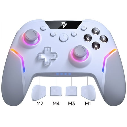 Ultimate PC Controller, EasySMX Bluetooth Controller for PC/IOS/Android/Switch/Steam, with  RGB Lights, Micro Hall Triggers & Detachable Joysticks, Remappable Buttons