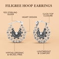 thumbnail image 4 of LeCalla 925 Sterling Silver Bohemian Filigree Hoop Earrings Women, 4 of 7