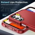 thumbnail image 5 of 3 in 1 Bundle Designed for Samsung Galaxy A52 Heavy Duty Case with 2 Clear Tempered Glass, Triple Layer Protection Shockproof Dropproof Dustproof Cover for Samsung Galaxy A52, Red, 5 of 6