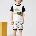 thumbnail image 6 of CAICJ98 Toddler Summer Clothes for Boys 2T 3T 4T 5T Kids 2-12 Years Boys Short Sleeve T Shirt Tops + Solid Color/Print Drawstring Shorts Set Toddler Boys Outfits (Light Green,6-7 Years）, 6 of 6