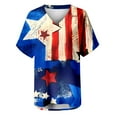 thumbnail image 4 of BRGZLK Women's Independence Day Plus Size Tops Classic American Flag Print Tees Loose V Neck Short Sleeve Blouse T-Shirt Dark Blue M, 4 of 5