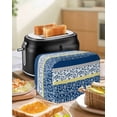 thumbnail image 4 of Blue Yellow Small Toaster Cover 2 Slice, Kitchen Appliance Covers, Botanical Floral Motifs Wildflower Striped Toaster Oven Cover with Loop, Bread Machine Cover Polyester Dust Cover Protection, 4 of 4