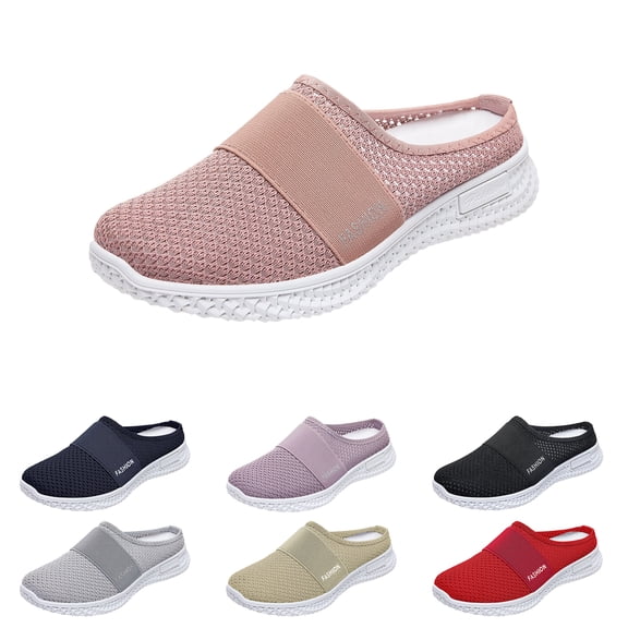 Women's Knit Mule Slip On Shoes Breathable Lightweight Soft Non-Slip Arch Support Orthopedic Daily Loafers Commute Walking Shopping Travel Outdoor Mesh Casual Fashion Tennis Sneakers, 38