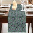 thumbnail image 3 of Green Mediterranean Table Runner, Vintage Abstract Geometric Floral Texture Washable Cotton Linen Table Runners 60 Inches Long, Dresser Scarf Runner for Coffee/TV Stands/Kitchen/Cabinets 13''x60'', 3 of 9