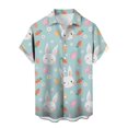 thumbnail image 4 of Men's Easter Egg Print Short Sleeve Button Down Shirt Casual Regular Fit Summer Beach Top Light Blue XL, 4 of 4