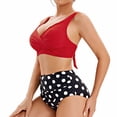 thumbnail image 2 of Traje de baño de 2 piezas para mujer, trajes de baño para mujer, conjunto de dos piezas de talla grande con estampado de moda para mujer, sin espalda, con cordones y cintura alta., 2 of 7