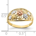 thumbnail image 3 of 14k Tri- Color w/White Rhodium Floral Dome Ring R923, 3 of 5