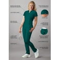 thumbnail image 3 of Adar Addition Go-Higher Scrub Set For Women - Notched V-Neck Scrub Top & Skinny Cargo Scrub Pants - A9600 - Dark Teal - 3X, 3 of 7