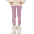 thumbnail image 2 of Ruyang Kids Girls Fleece Lined Leggings with Cute Bunny Graphic Winter Thermal Tights Warm Soft Cotton Ballet Pantyhose, 2 of 9