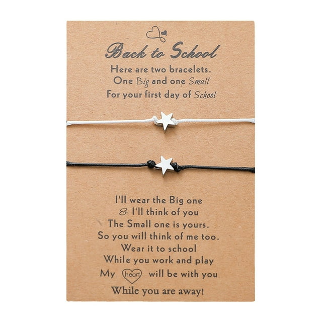 2PCS Star Bracelet Back To School Gift Bracelet Plus Card Back To School Gifts Bracelet Set For 2 First Day Of School Bracelet Mommy And Me Bracelets For Mother