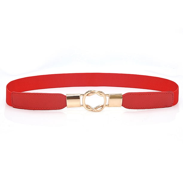 Cinturón de vestir Elástico Universal Correas de cuero estrechas con hebillas Puffer Coat Cinch Día de San Valentín Regalos Cinturones para mujeres Vestidos Rojo Inevent AP008782-01