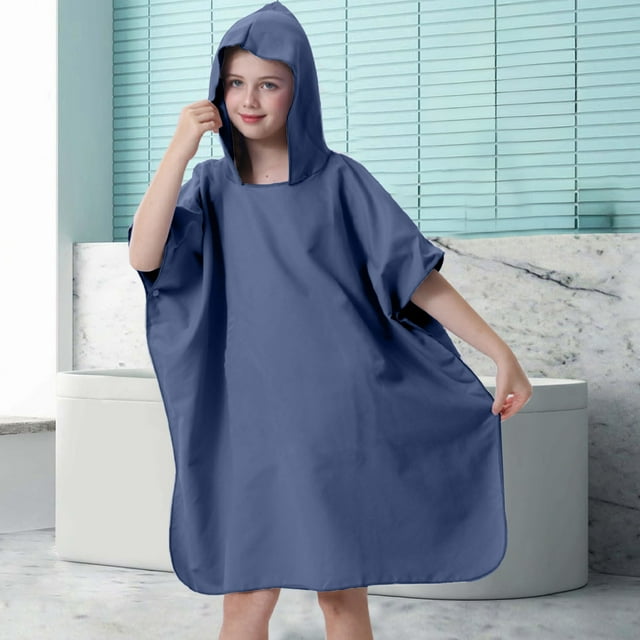 WFDC Surf Poncho Changing Towel Swim Robe Small Size,Robe Surf Poncho Beach Towel for Surfing Swimming Pool Watersports Outdoor Camping,Microfiber Quick Dry Towel,24x24 Inches,Navy