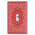 thumbnail image 1 of Metal Light Switch Plate Cover Red Floral Bandana Paisley Tile Pattern TIL049, 1 of 15