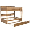 thumbnail image 4 of Euroco Wood Twin over Twin Bunk Bed with Storage Shelves and Trundle, Antique Wood, 4 of 9