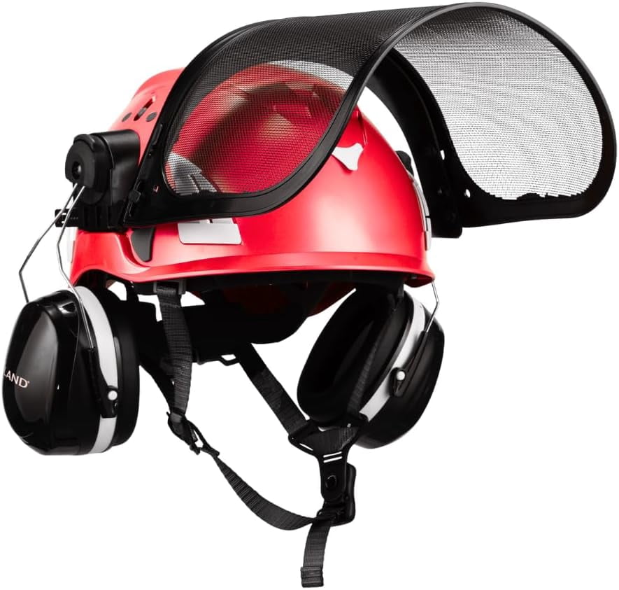 Land Helemts AeroPro ArborKit - Type 1 Class C Forestry Safety Kit - Includes Earmuffs, Faceshield & Safety Helmet - ANSI/ISEA Z89.1 - Red