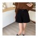 thumbnail image 4 of Pantalones cortos con botones de cintura alta para mujer, pantalones cortos elegantes, informales, de Color puro, pierna ancha, línea A, para oficina, 4 of 8