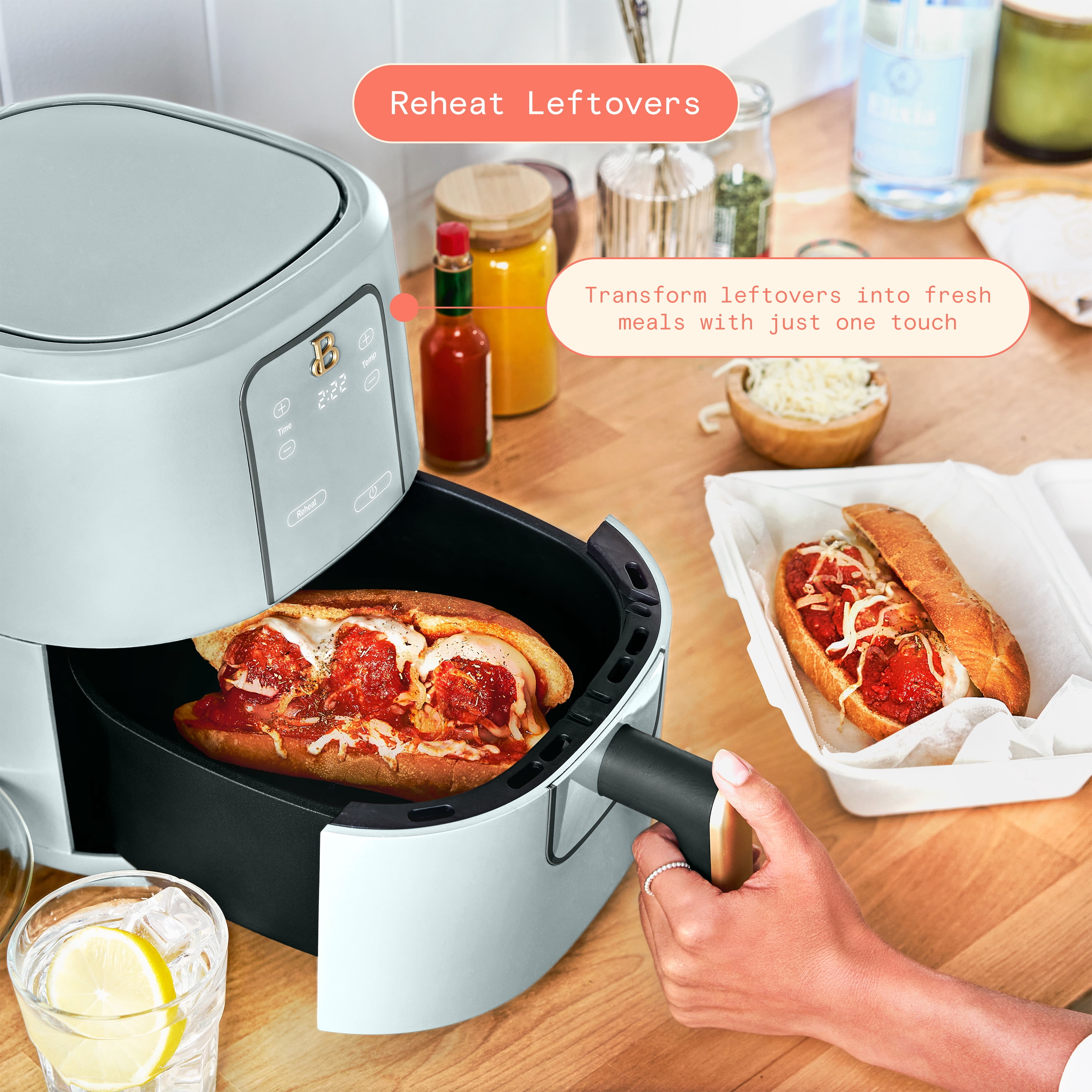Beautiful 3 Qt Air Fryer with TurboCrisp Technology, EverGood™ Ceramic Nonstick Coating, Hydrangea by Drew Barrymore