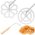 thumbnail image 2 of Vensio Aluminum Alloy Rosette Maker Set with 10-Inch Handle 2 Interchangeable Heads for Crispy Flower Waffles Silver, 2 of 9