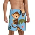 thumbnail image 2 of Tideii Monkeys Swinging from Palms Print Men's Short Pajama Pants, Elastic Pocket Summer Pajama Pants Sleepwear, Lounge Pants-Medium, 2 of 6